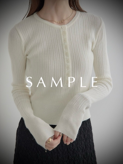 ySAMPLEzhenley neck design knit / ivory