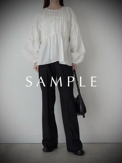 ySAMPLEzballoon gather blouse / white