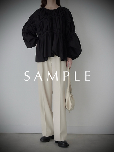 ySAMPLEzballoon gather blouse / black