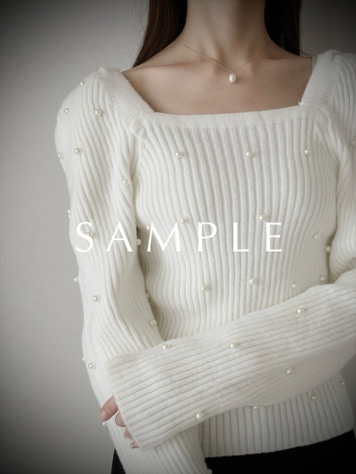 ySAMPLEzpearl puff sleeve knit / ivory