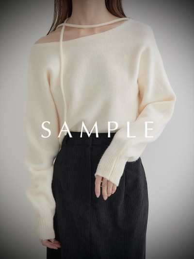 ySAMPLEzchoker ribbon set knit / ivory