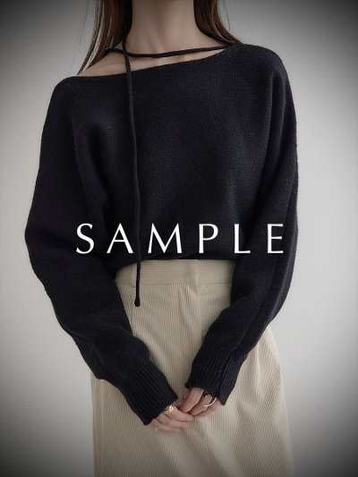 ySAMPLEzchoker ribbon set knit / black