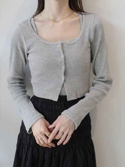 yNEWz2piece cropped rib tops / grey