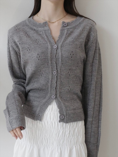 yRE ARRIVALzscallop eyelet cardigan
