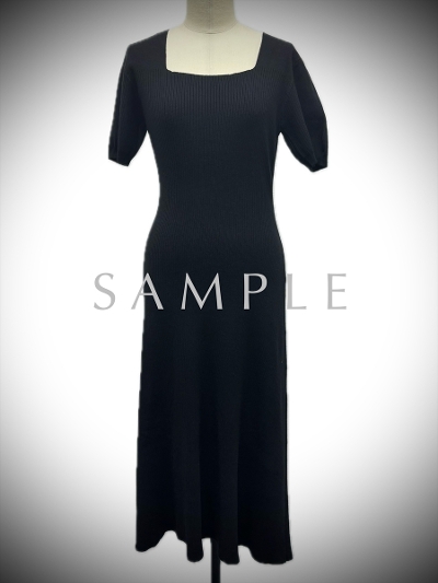 ySAMPLEzrib long dress / black