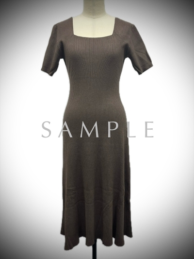 ySAMPLEzrib long dress / brown