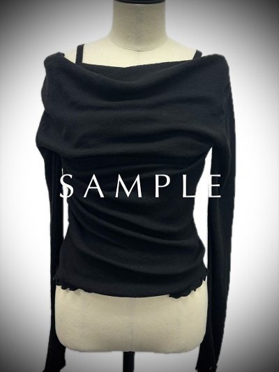 ySAMPLEzcami layered knit tops / black