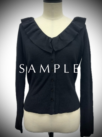 ySAMPLEzruffle frill ribbon tops / black