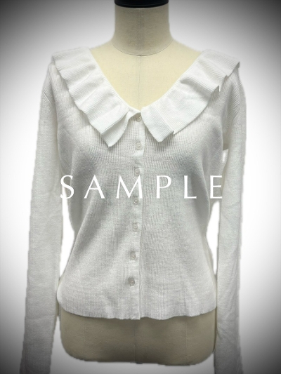 ySAMPLEzruffle frill ribbon tops / white