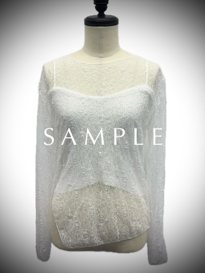 ySAMPLEzflower lace cami set blouse / white