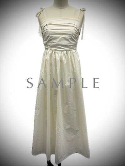 ySAMPLEzshoulder ribbon gather onepiece / ivory