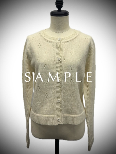 ySAMPLEzscallop eyelet cardigan / cream