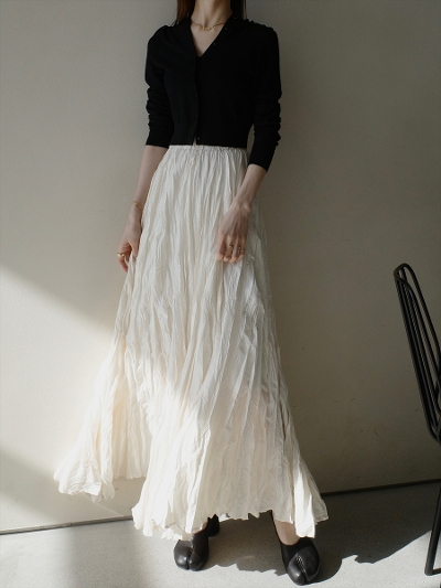 yNEWzwasher volume long skirt / ivory