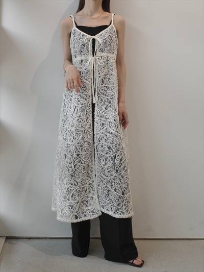 yNEWzdouble ribbon lace cami dress / ivory