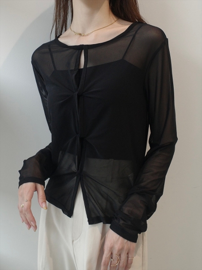 yNEWztwist design sheer tops / black