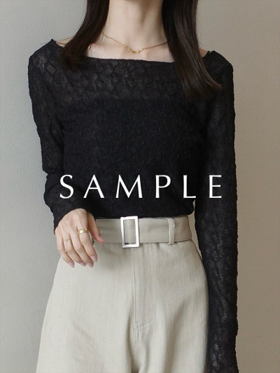 ySAMPLEzclassic lace sheer tops / black
