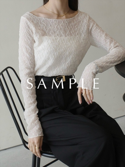 ySAMPLEzclassic lace sheer tops / ivory