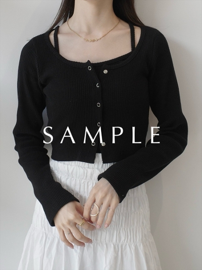 ySAMPLEz2piece cropped rib tops / black