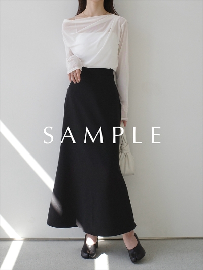 ySAMPLEzbasic flare long skirt / black