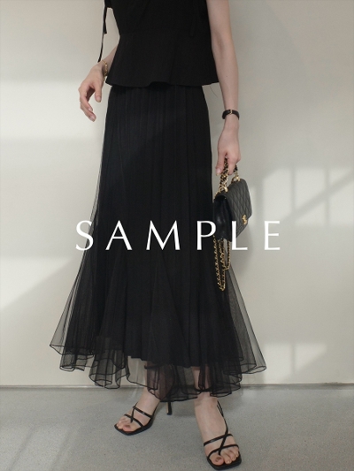 ySAMPLEz2way tulle layered pleats skirt / black