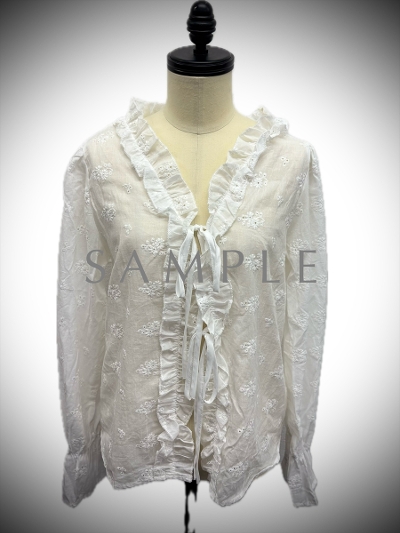 ySAMPLEzflower lace blouse / white