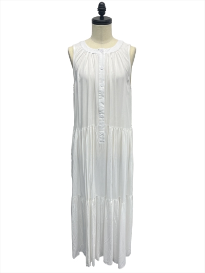 ySAMPLEzfront button gather long onepiece / ivory