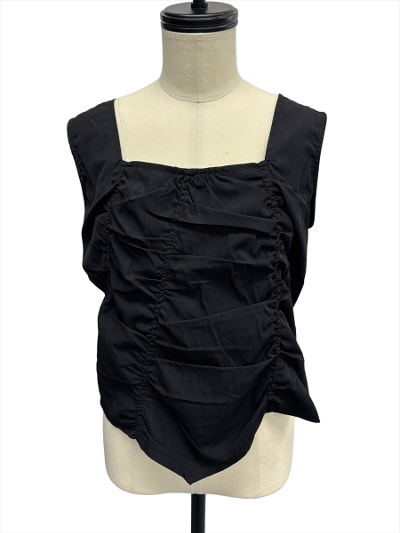 ySAMPLEzasymmetry gather blouse / black