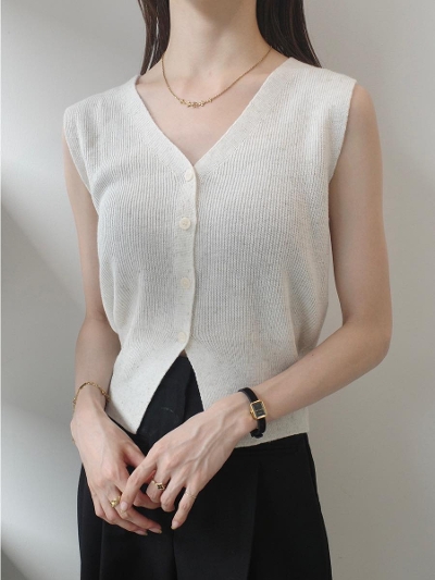 yNEWzv neck knit vest / oatmeal