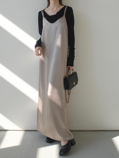 yNEWzdouble strap cami dress / beige