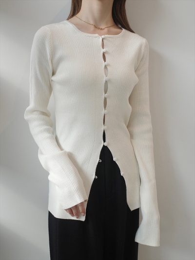 yNEWzbutton line knit cardigant / ivory
