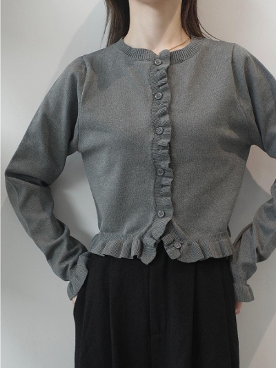 yRE ARRIVALzfrill line cardigan / grey
