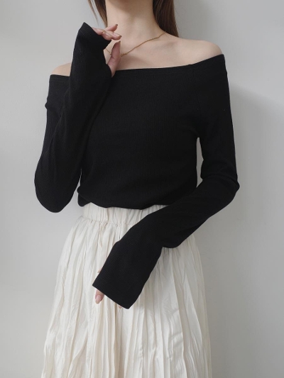 yNEWzglitter thumbhole fit tops / black