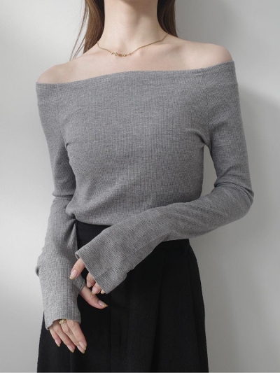 yNEWzglitter thumbhole fit tops / grey