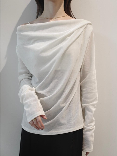 yNEWzvelvet touch drape tops / ivory