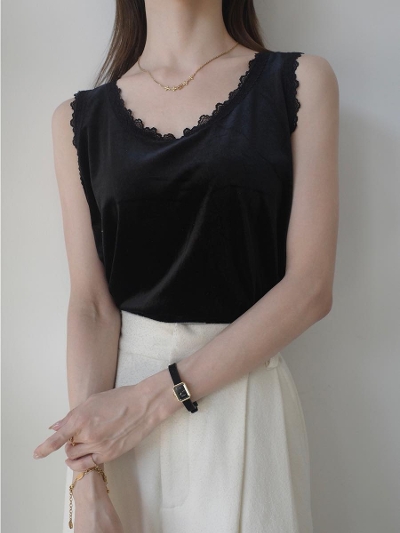 yNEWzvelvet lace tank top