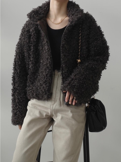 yNEWzboa short jacket / charcoal