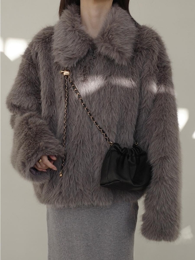 yNEWzeco fur jacket / grey