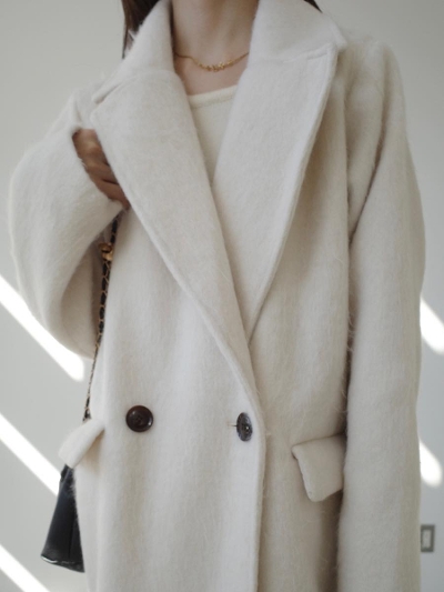 yNEWzshaggy chester coat / ivory