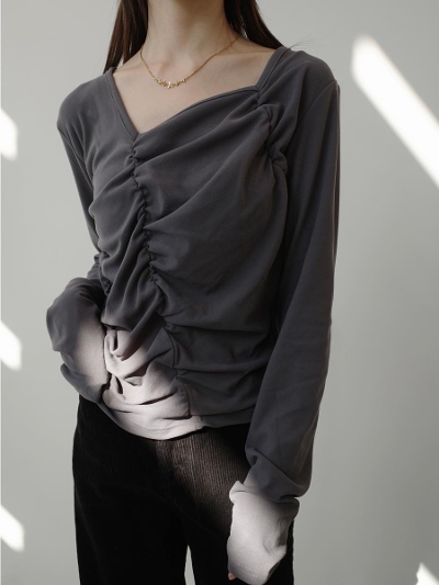 yNEWzpeach skin asymmetry top / grey