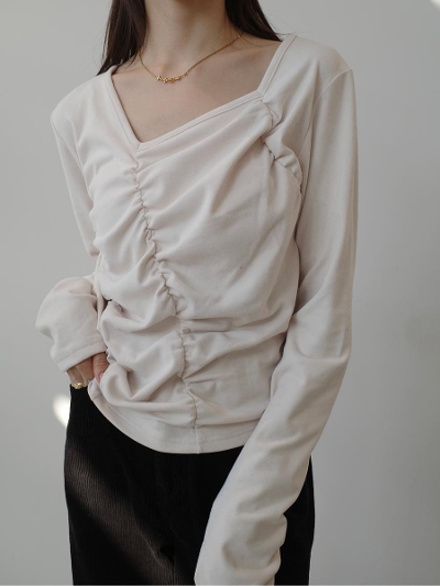yNEWzpeach skin asymmetry top / ivory