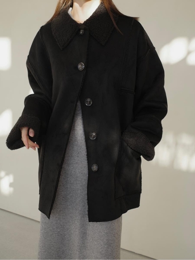 yNEWzboa collar over size jacket