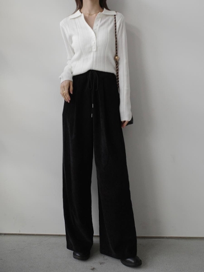 �yNEW�zpeach skin relax long pants / black
