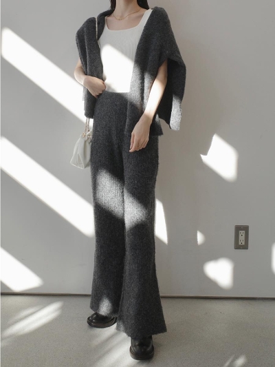 �yNEW�zrelax rib knit pants / charcoal
