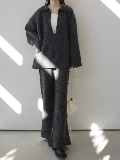 �yNEW�zrelax knit set up / charcoal