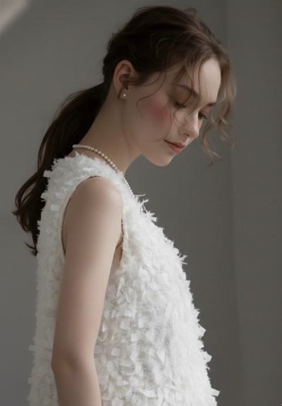 �yDAY AND GRADE / NOBLE�zribbon shaggy v-neck ves