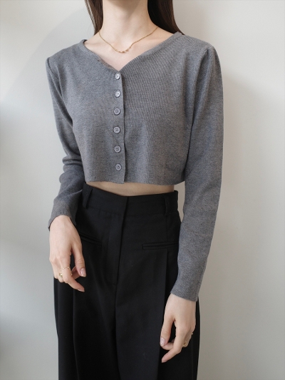 �yNEW�zcropped knit cardigan / grey