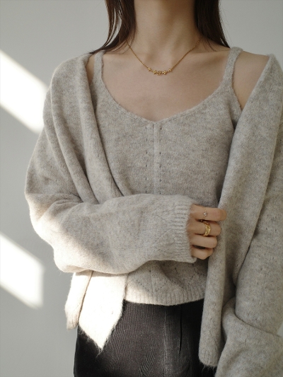 �ySAMPLE�zcamisole set knit ensemble / beige