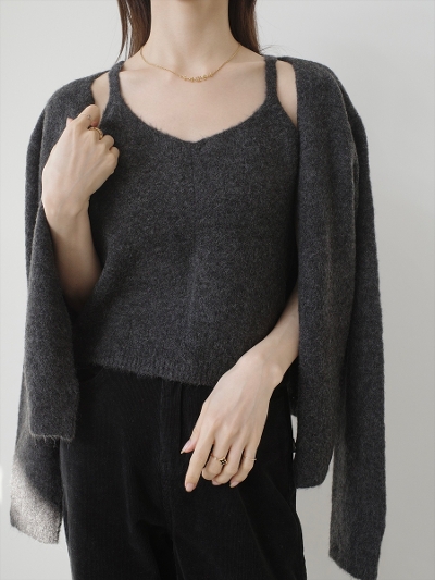 �ySAMPLE�zcamisole set knit ensemble / charcoal