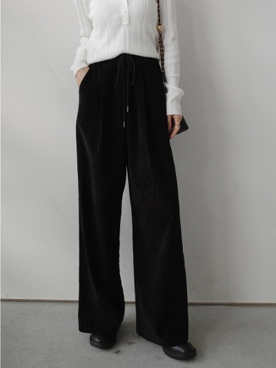 �ySAMPLE�zpeach skin relax long pants / black