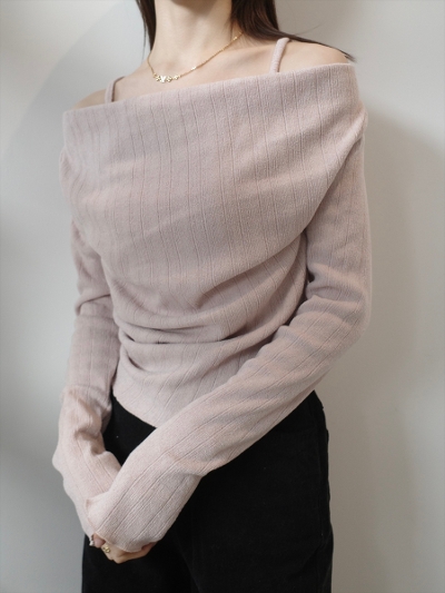 �ySAMPLE�zsouffle touch layered design tops / beige